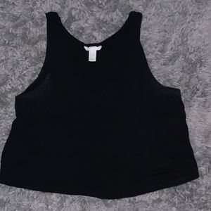 Crinkled Basic Black Tank Top